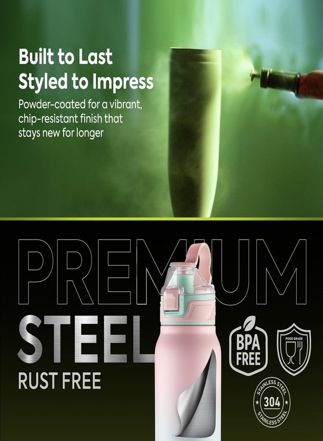 Pexpo Amaze 1000 ISI Certified Stainless Steel Vacuum Insulated Flask - 940ml | Double Wall | Flip Top Cap | Hot & Cold Water Bottle for Adults | Ideal for Home, Office, Gym, Outdoor - Pink&Green - Image 4